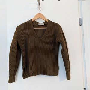 Everlane cotton olive pullover sweater s